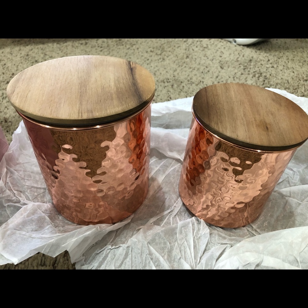 Uncommon James Hammered Copper Canister Set